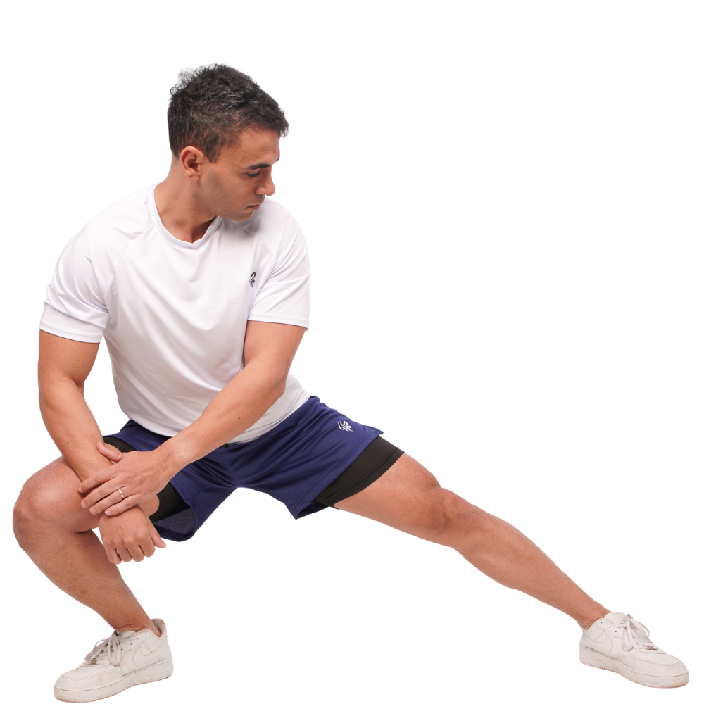 Short masculino Dry-Fit de compressão 2 em 1 com bolso interno - azul