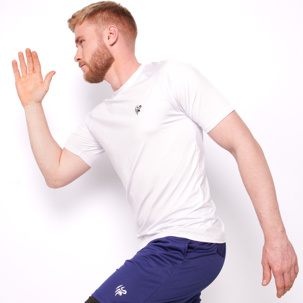 Short masculino Dry-Fit de compressão 2 em 1 com bolso interno - azul