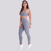 Conjunto Feminino Cinza KongFit – Top + Calça de Alta Performance