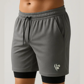 Short masculino Dry-Fit de compressão 2 em 1 com bolso interno - Escolha sua Cor