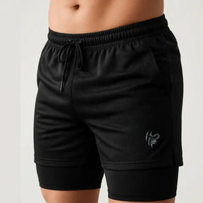 Short masculino Dry-Fit de compressão 2 em 1 com bolso interno - Escolha sua Cor