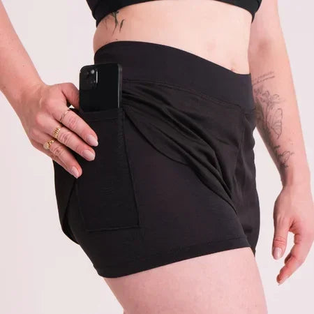 Kit 2 Shorts Femininos Dry-Fit de Compressão 2 Em 1 com bolso lateral